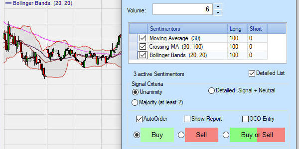 Trading platform with OCO orders, bracket orders and contingent ordes.